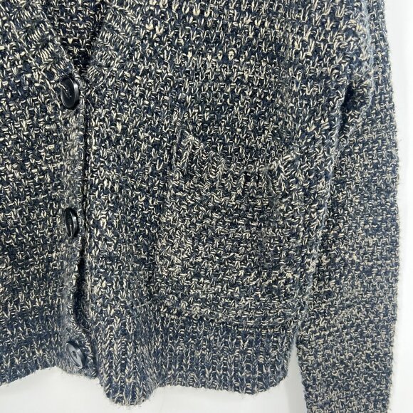 John + Jenn Black Marled Boxy Button Front Cardigan Women's Medium - Picture 3 of 5
